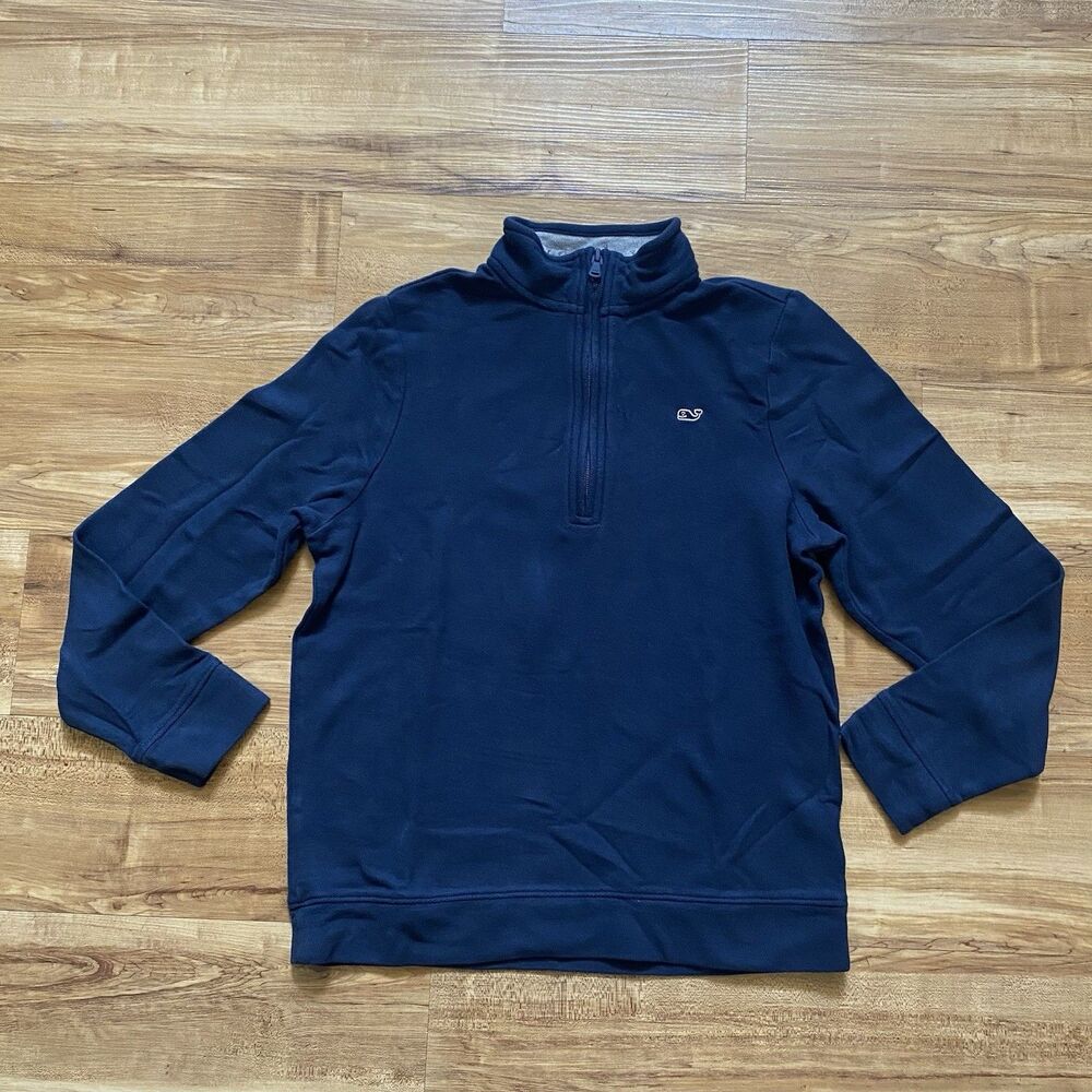 Vineyard Vines Youth M 12/14 Pima Cotton 1/4 Zip Pullover Navy Blue Sweater Golf